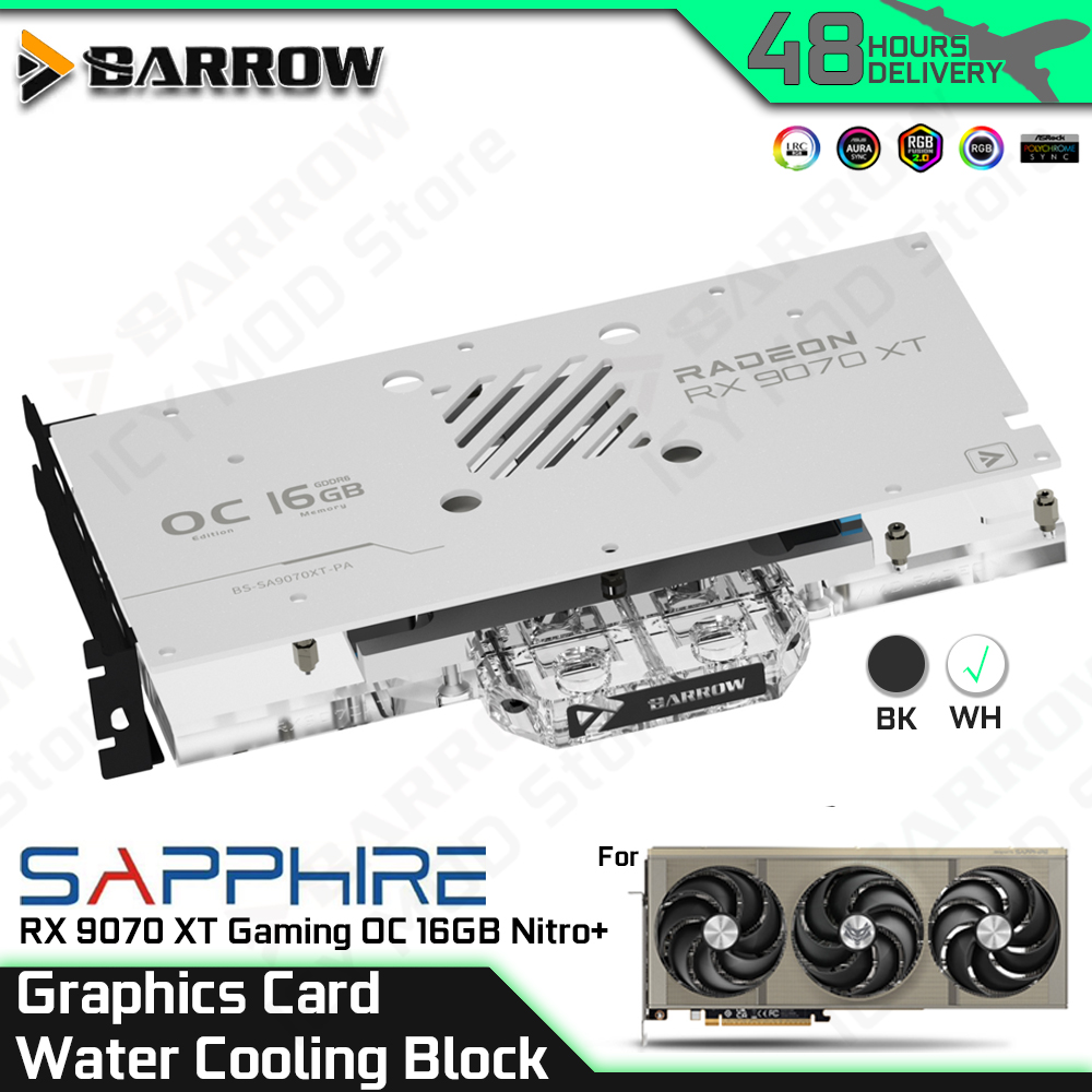 Rx 9070 16Gb - Barrow Grafische Kaart Waterkoeling Blok voor