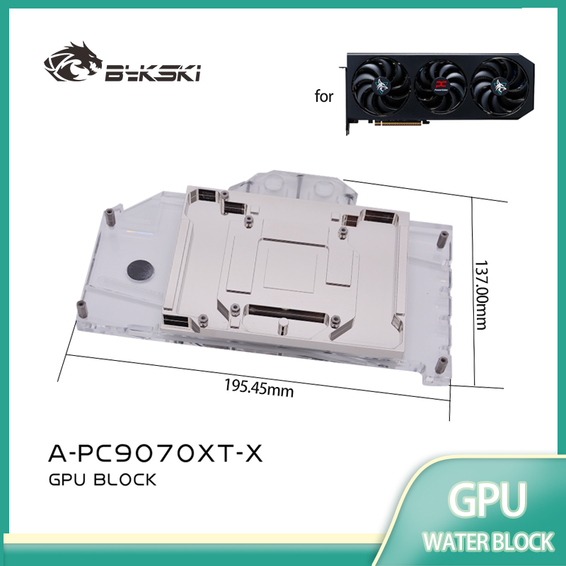 Rx 9070 Xt - Bykski A-PC9070XT-X GPU-blok Gebruik voor PowerColor