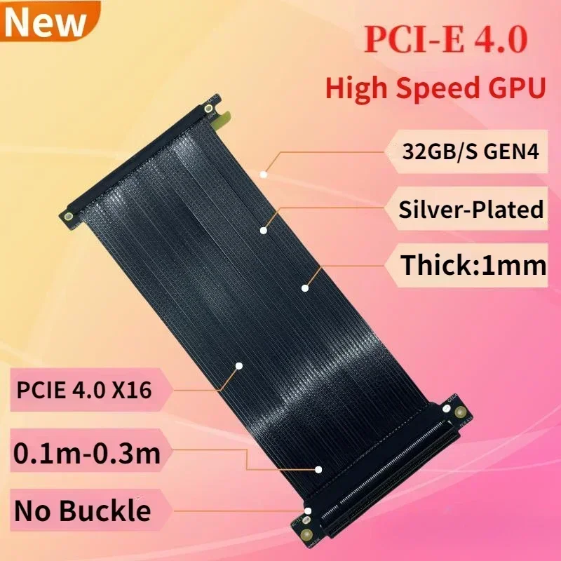Verzilverde enkele omgekeerde  - Itx Gpu Riser Pcie 4.0 16X recensie en prijs